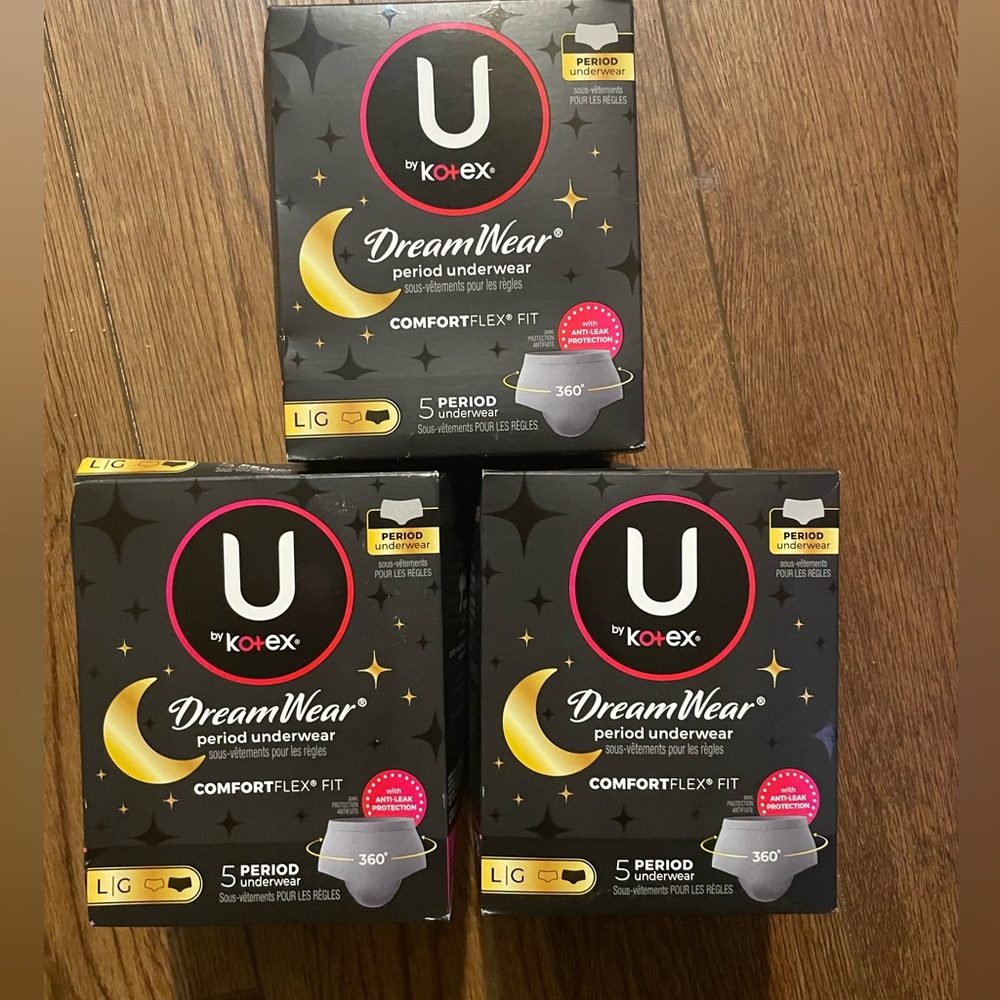 U by Kotex DreamWear ComfortFlex Absorbent Period & Postpartum Panties (3 boxes)